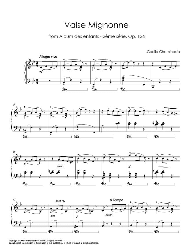 Chaminade - Valse Mignonne from Album des enfants - 2ème série, Op. 126 (PDF Sheet Music / Digital Download)