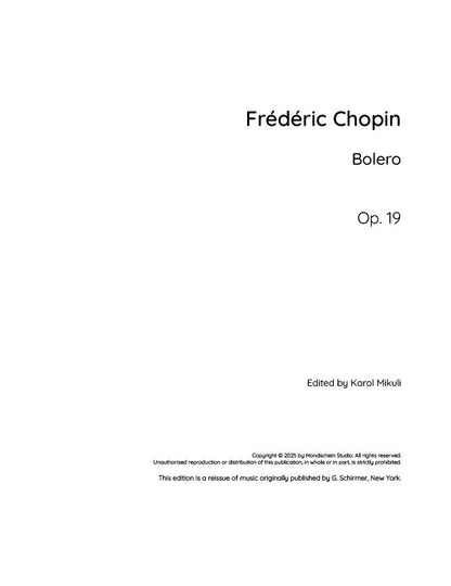 Chopin - Bolero, Op. 19 (PDF Sheet Music / Digital Download)
