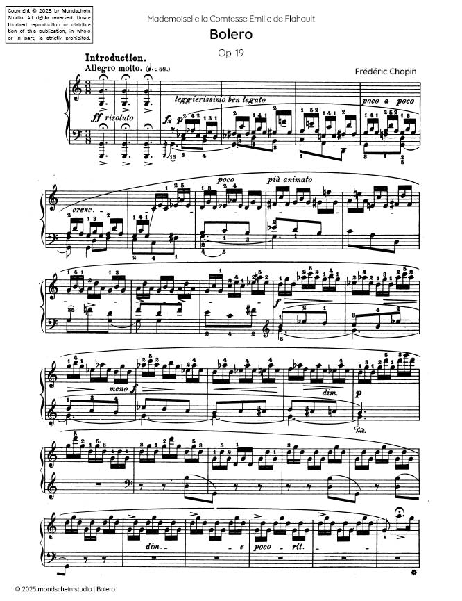 Chopin - Bolero, Op. 19 (PDF Sheet Music / Digital Download)