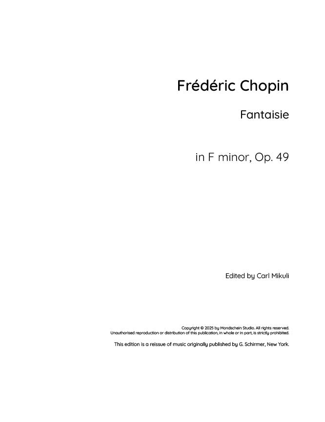 Chopin - Fantaisie, Op.49 (PDF Sheet Music / Digital Download)