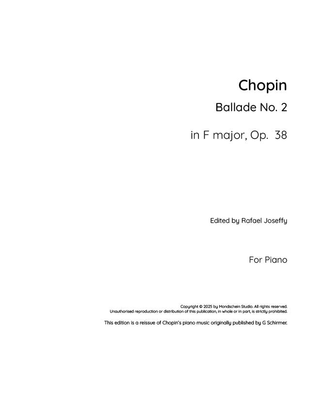 Chopin - Ballade No. 2, Op. 38 (PDF Digital Download)