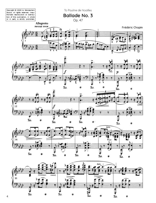 Chopin - Ballade No. 3, Op. 47 (PDF Sheet Music / Digital Download)