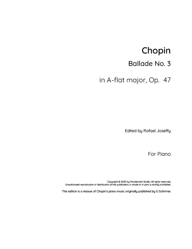 Chopin - Ballade No. 3, Op. 47 (PDF Digital Download)