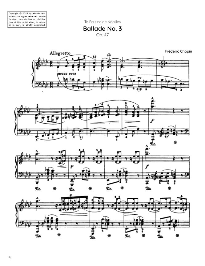 Chopin - Ballade No. 3, Op. 47 (PDF Digital Download)