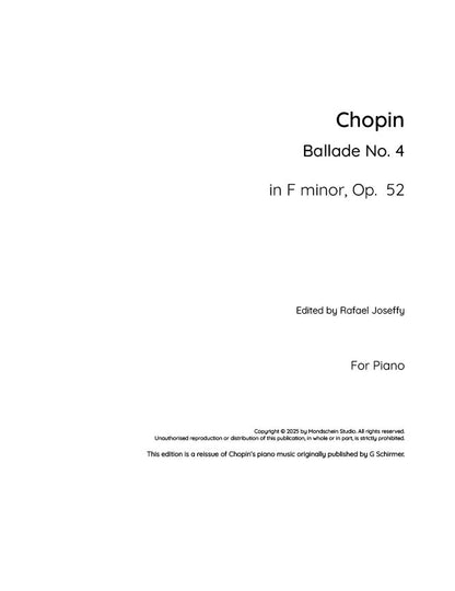 Chopin - Ballade No. 4, Op. 52 (PDF Digital Download)