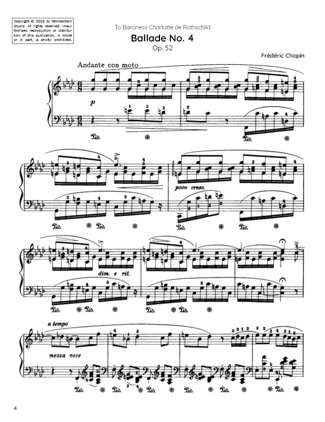 Chopin - Ballade No. 4, Op. 52 (PDF Digital Download)