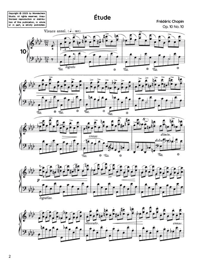 Chopin - Etude in A-flat major, Op. 10 No. 10 (PDF Sheet Music / Digital Download)