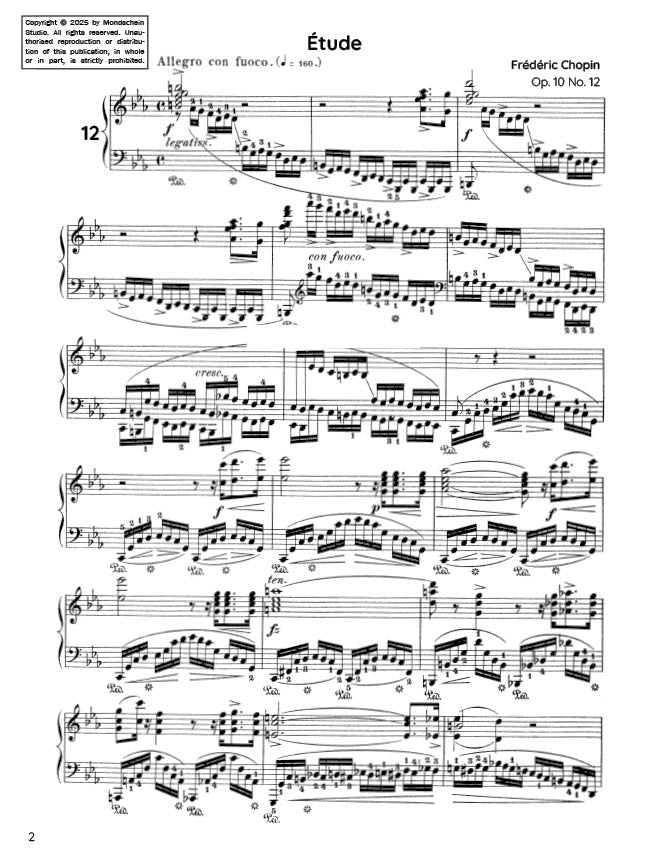 Chopin - Etude in C minor, Op. 10 No. 12 (PDF Sheet Music / Digital Download)