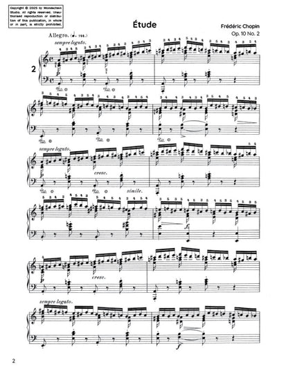 Chopin - Etude in A minor, Op. 10 No. 2 (PDF Sheet Music / Digital Download)