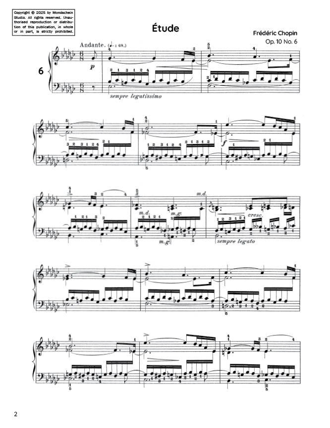 Chopin - Etude in E-flat minor, Op. 10 No. 6 (PDF Sheet Music / Digital Download)
