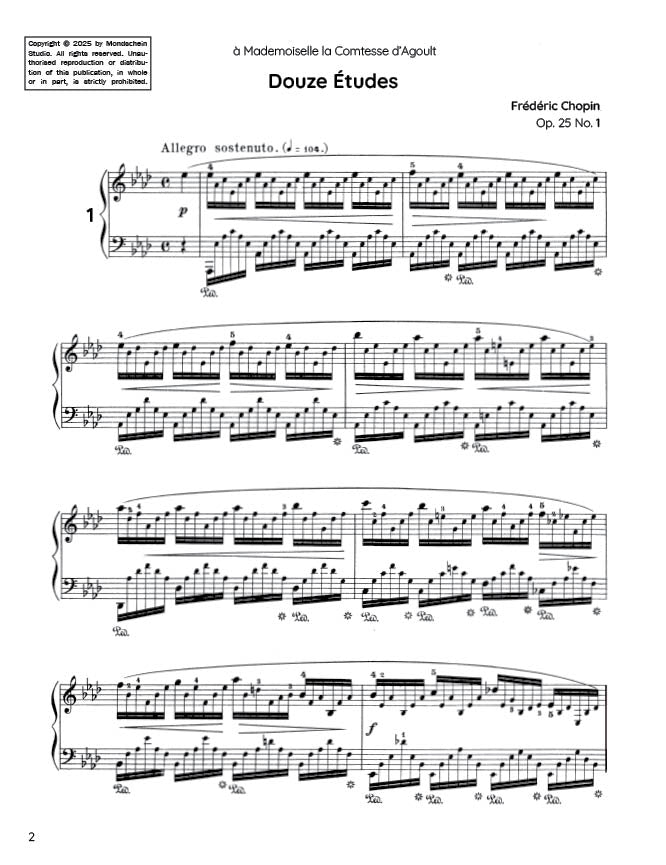 Chopin - Etude in A-flat major, Op. 25 No. 1 (PDF Digital Download)