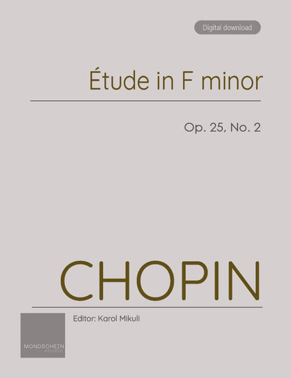 Chopin - Etude in F minor, Op. 25 No. 2 (PDF Digital Download)