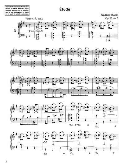 Chopin - Etude in E minor, Op. 25 No. 5 (PDF Sheet Music / Digital Download)