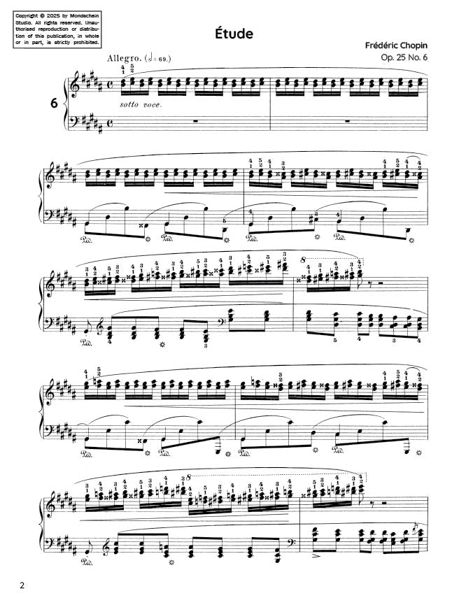 Chopin - Etude in G-sharp minor, Op. 25 No. 6 (PDF Sheet Music / Digital Download)
