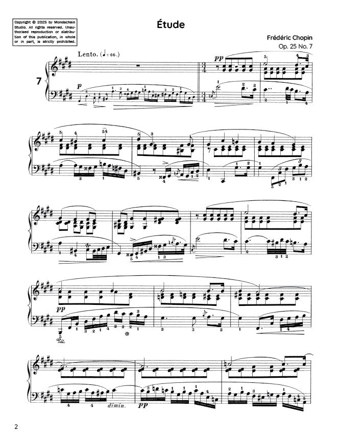 Chopin - Etude in C-sharp minor, Op. 25 No. 7 (PDF Digital Download)