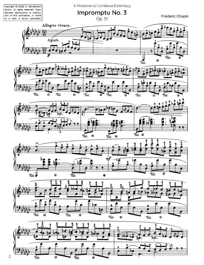 Chopin - Impromptu No. 3, Op. 51 (PDF Sheet Music / Digital Download)