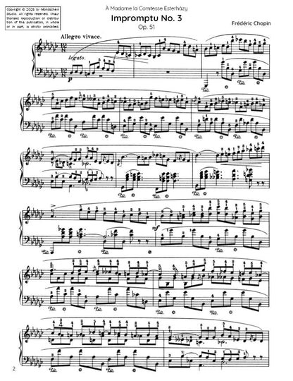 Chopin - Impromptu No. 3, Op. 51 (PDF Sheet Music / Digital Download)