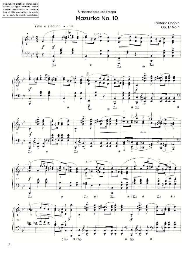 Chopin - Mazurka No. 10, Op. 17 No. 1 (PDF Sheet Music / Digital Download)