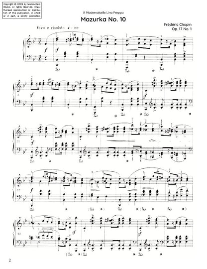 Chopin - Mazurka No. 10, Op. 17 No. 1 (PDF Sheet Music / Digital Download)
