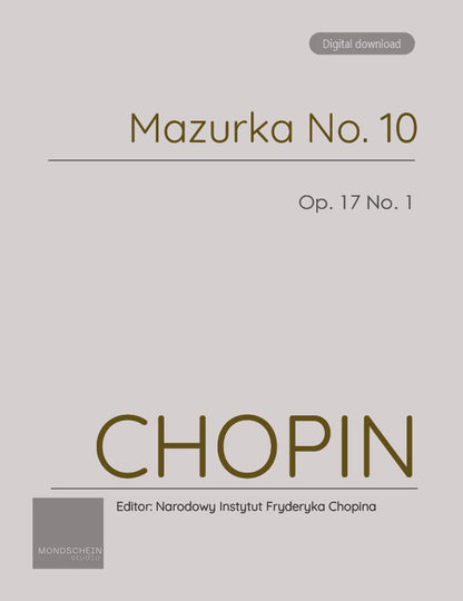 Chopin - Mazurka No. 10, Op. 17 No. 1 (PDF Sheet Music / Digital Download)