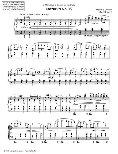 Chopin - Mazurka No. 15, Op. 24 No. 2 (PDF Sheet Music / Digital Download)
