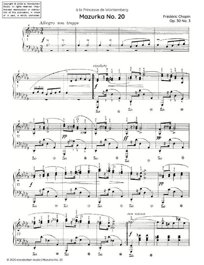 Chopin - Mazurka No. 20, Op. 30 No. 3 (PDF Sheet Music / Digital Download)