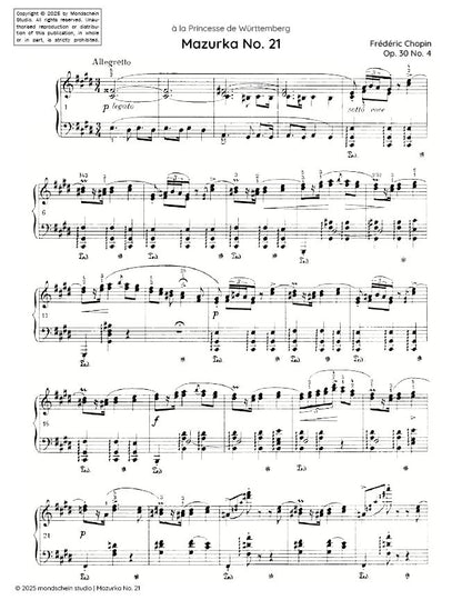 Chopin - Mazurka No. 21, Op. 30 No. 4 (PDF Sheet Music / Digital Download)