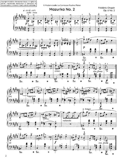 Chopin - Mazurka n° 2, op. 6 n° 2 (Partition PDF / Téléchargement numérique)