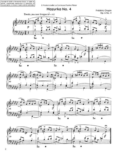 Chopin - Mazurka n° 4, op. 6 n° 4 (Partition numérique PDF / Téléchargement)
