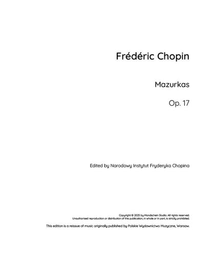 Chopin - 4 Mazurkas, Op. 17 (PDF Sheet Music / Digital Download)