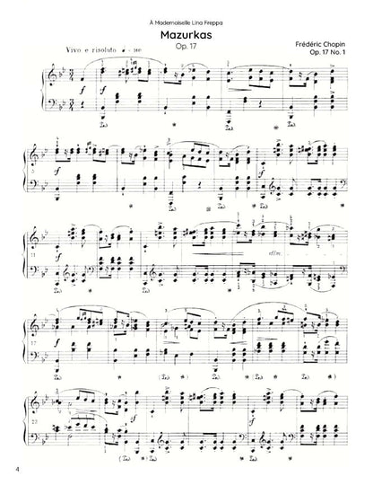 Chopin - 4 Mazurkas, Op. 17 (PDF Sheet Music / Digital Download)
