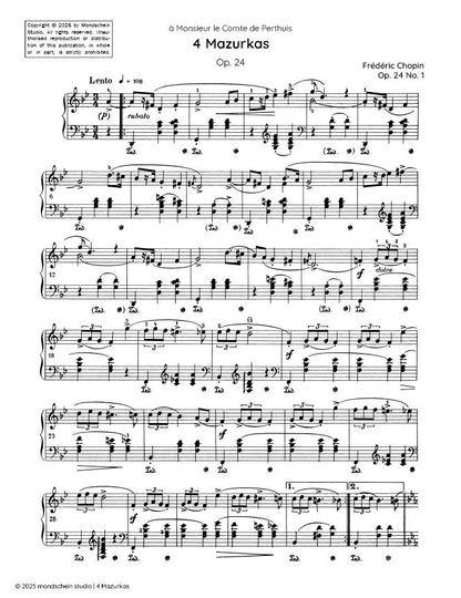 肖邦 - 4 首马祖卡，Op. 24（PDF 乐谱 / 数字下载）