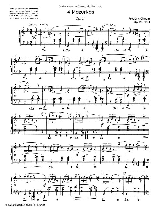 Chopin - 4 Mazurkas, Op. 24 (PDF Sheet Music / Digital Download)