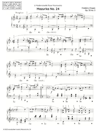 Chopin - Mazurka No. 24, Op. 33 No. 3 (PDF Sheet Music / Digital Download)