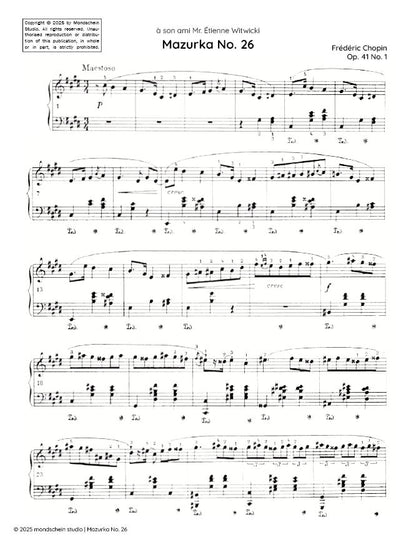 Chopin - Mazurka No. 26, Op. 41 No. 1 (PDF Sheet Music / Digital Download)