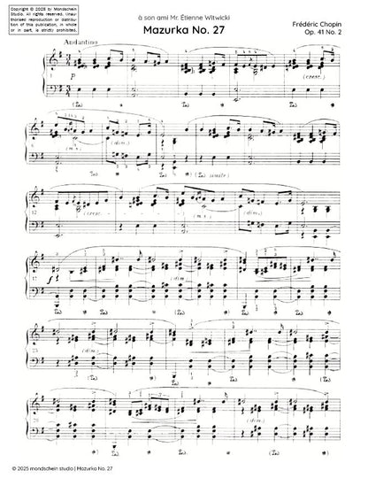 Chopin - Mazurka No. 27, Op. 41 No. 2 (PDF Sheet Music / Digital Download)