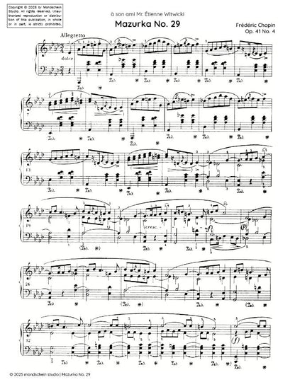 Chopin - Mazurka No. 29, Op. 41 No. 4 (PDF Sheet Music / Digital Download)
