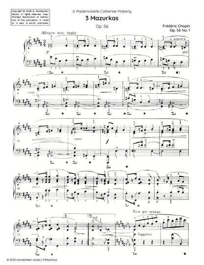 肖邦 - 三首玛祖卡，作品56（PDF活页乐谱/数字下载）