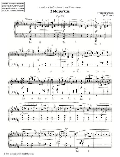 肖邦 - 3 首玛祖卡, Op. 63 (PDF 乐谱 / 数字下载)