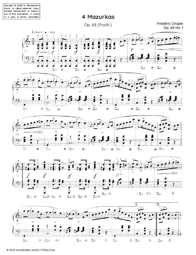 Chopin - 4 Mazurkas, Op. 68 (PDF Sheet Music / Digital Download)