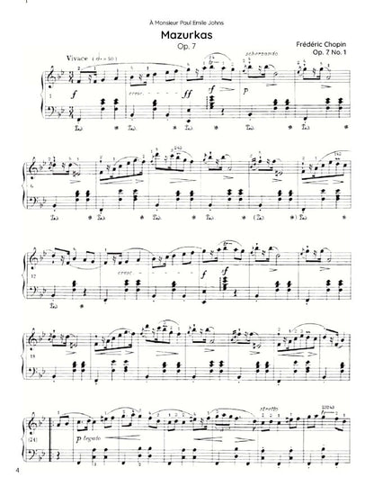 Chopin - 5 Mazurkas, Op. 7 (PDF Sheet Music / Digital Download)