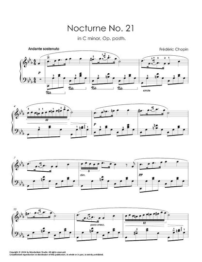 Chopin - Nocturne No. 21 in C minor, Op. posth.  (PDF Digital Download | Printed Sheet Music)
