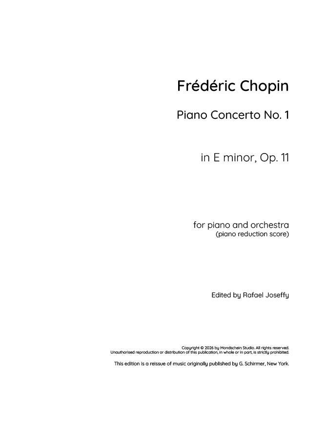 Chopin - Piano Concerto No. 1 in E minor, Op. 11 (PDF Sheet Music / Digital Download)