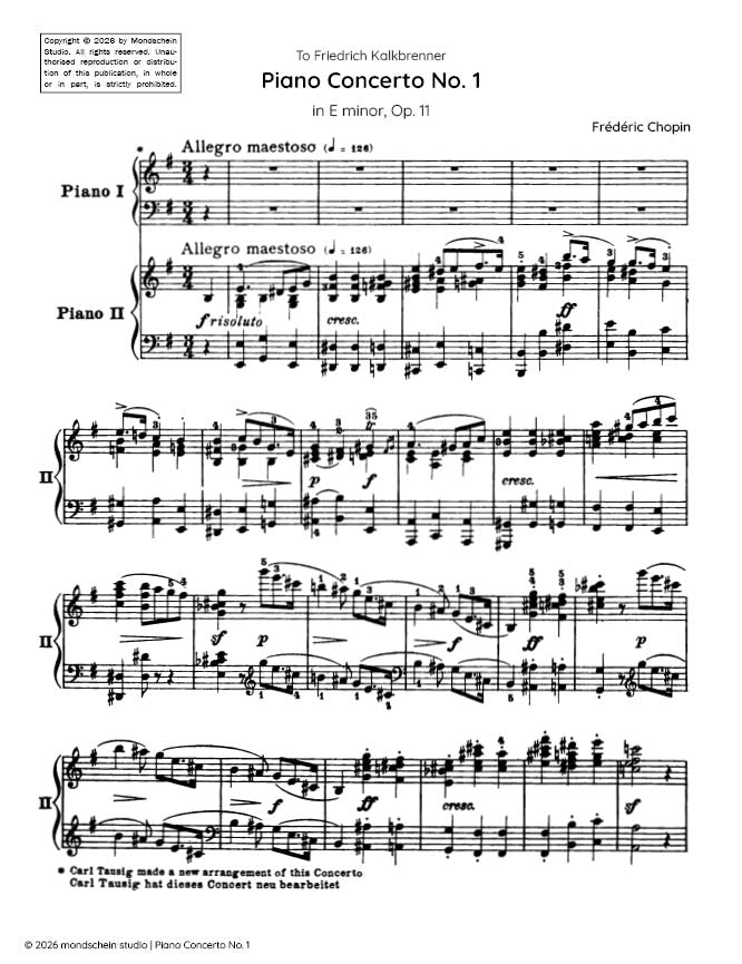 Chopin - Piano Concerto No. 1 in E minor, Op. 11 (PDF Sheet Music / Digital Download)