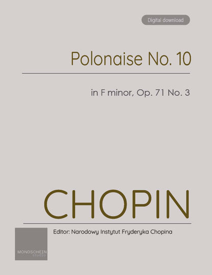 Chopin - Polonaise No. 10 in F minor, Op. posth. (PDF Sheet Music / Digital Download)
