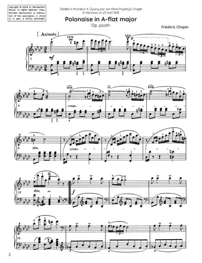 Chopin - Polonaise No. 13 in A-flat major, Op. posth. (PDF Sheet Music / Digital Download)