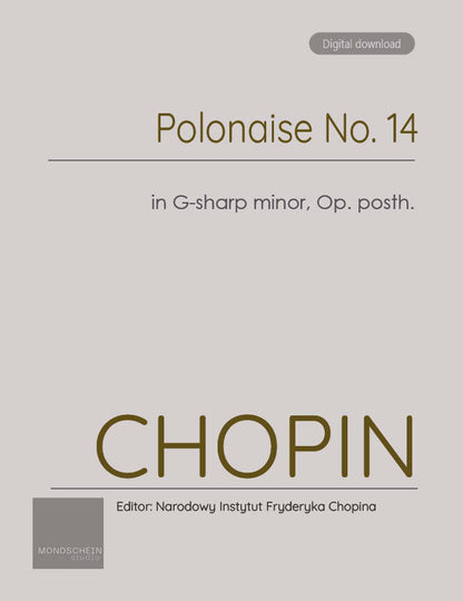 Chopin - Polonaise No. 14 in G-sharp minor, Op. posth. (PDF Sheet Music / Digital Download)