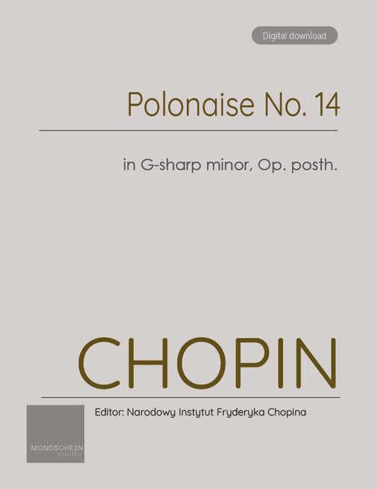 Chopin - Polonaise No. 14 in G-sharp minor, Op. posth. (PDF Sheet Music / Digital Download)