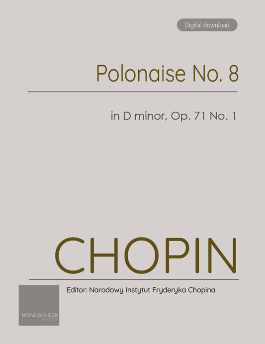 Chopin - Polonaise No. 8 in D minor, Op. posth. (PDF Sheet Music / Digital Download)