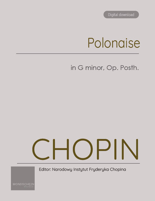 Chopin - Polonaise in G minor, Op. posth. (PDF Sheet Music / Digital Download)